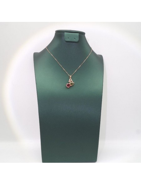 Natural Tourmaline with gold rose gourd pendant necklace