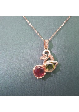 Natural Tourmaline with gold rose gourd pendant necklace