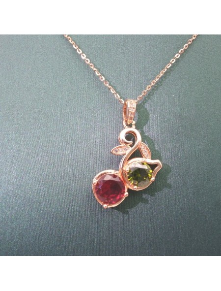 Natural Tourmaline with gold rose gourd pendant necklace