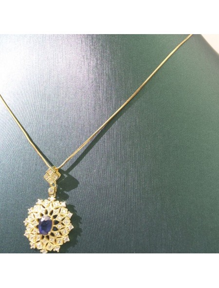 Natural sapphire with princess pendant necklace