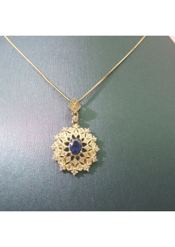 Natural sapphire with princess pendant necklace