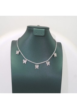 Natural Moissanite with butterfly pendant necklace