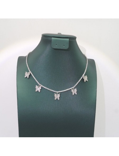 Natural Moissanite with butterfly pendant necklace