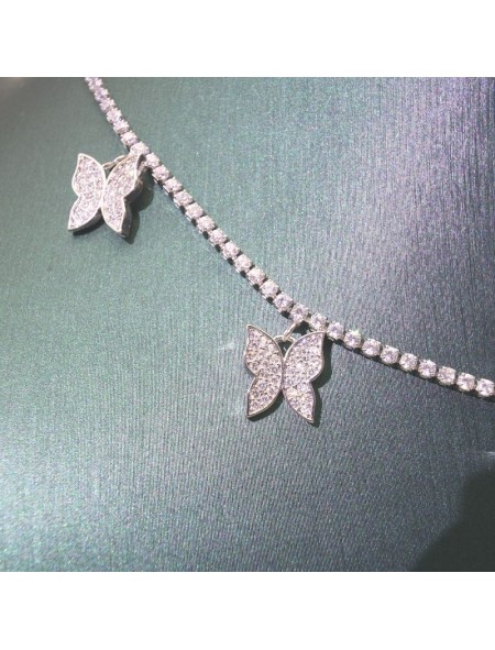 Natural Moissanite with butterfly pendant necklace