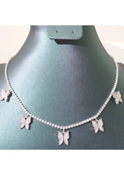 Natural Moissanite with butterfly pendant necklace