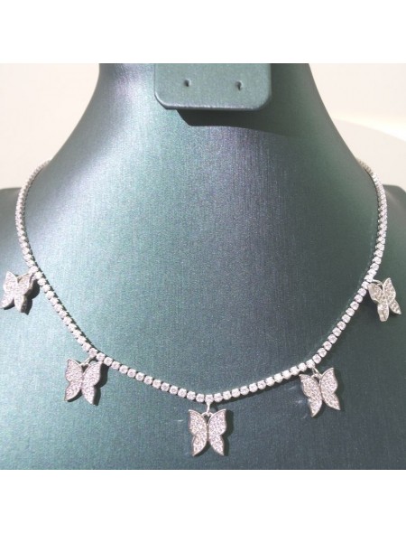 Natural Moissanite with butterfly pendant necklace