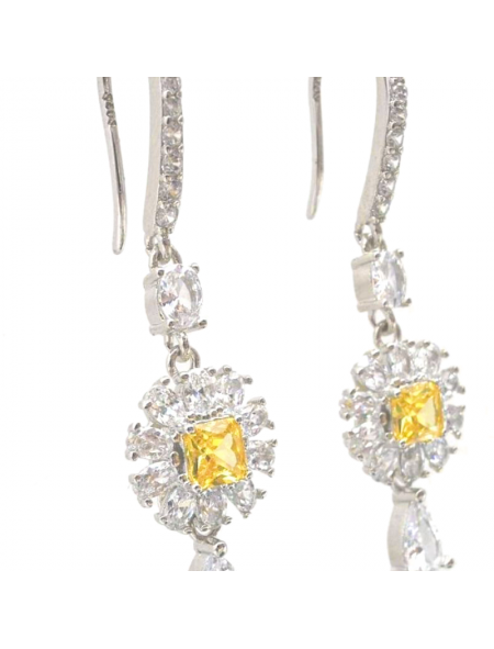 Natural Emeral/Citrine with long flowers earring