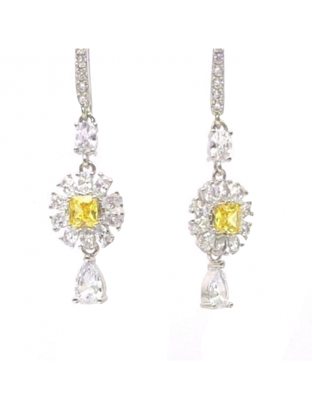 Natural Emeral/Citrine with long flowers earring