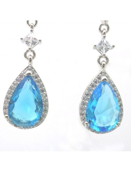 Natural blue topa with long earring