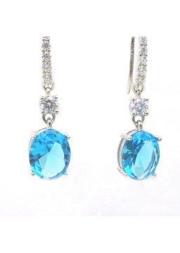 Natural blue topa with round earring