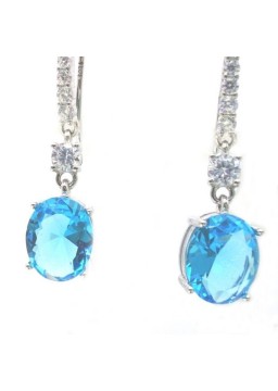 Natural blue topa with round earring