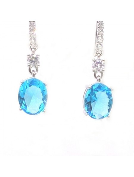 Natural blue topa with round earring