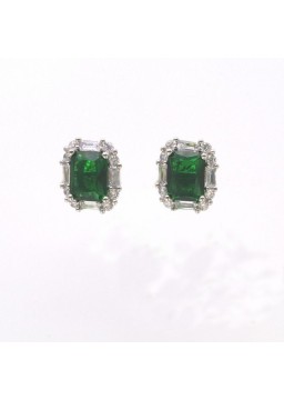 Natural Emeral with princess square jewel ear stud