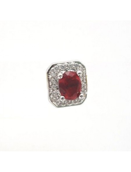 Natural ruby with square jewel ear stud