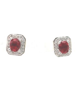 Natural ruby with square jewel ear stud