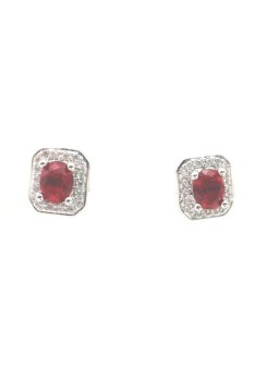 Natural ruby with square jewel ear stud