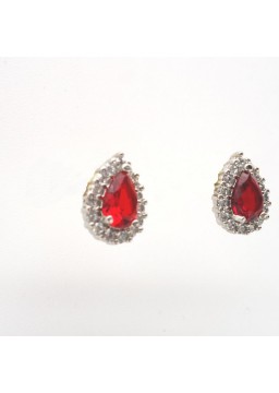 Natural ruby with water drop jewel ear stud
