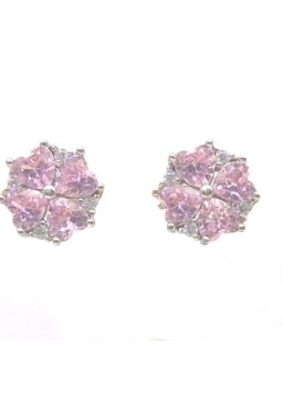 Natural pink jewel with clover jewel ear stud