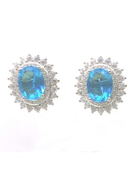 Natural blue topaz with princess jewel ear stud