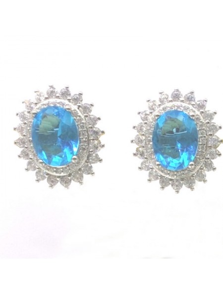 Natural blue topaz with princess jewel ear stud
