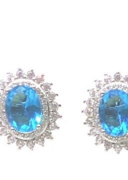 Natural blue topaz with princess jewel ear stud