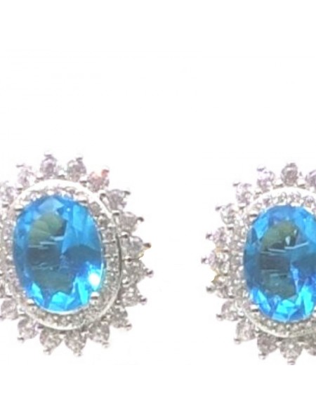 Natural blue topaz with princess jewel ear stud