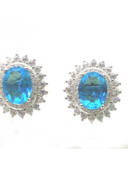 Natural blue topaz with princess jewel ear stud