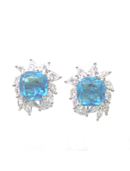 Natural blue topaz with sunflower jewel ear stud