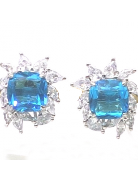 Natural blue topaz with sunflower jewel ear stud