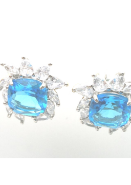 Natural blue topaz with sunflower jewel ear stud