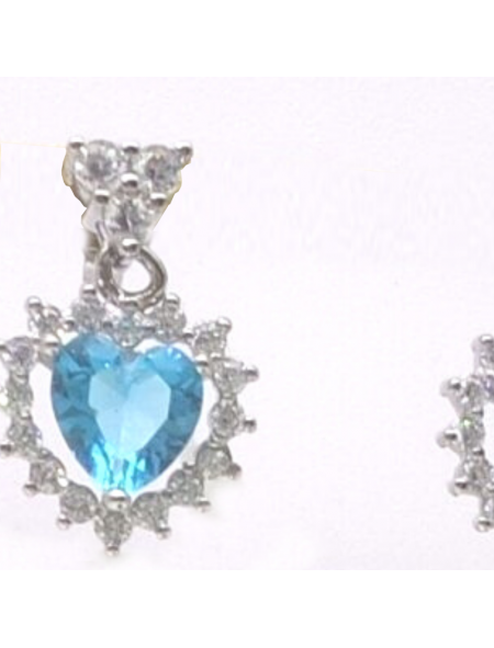 Natural blue topaz with heart jewel ear stud