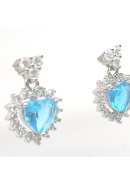 Natural blue topaz with heart jewel ear stud