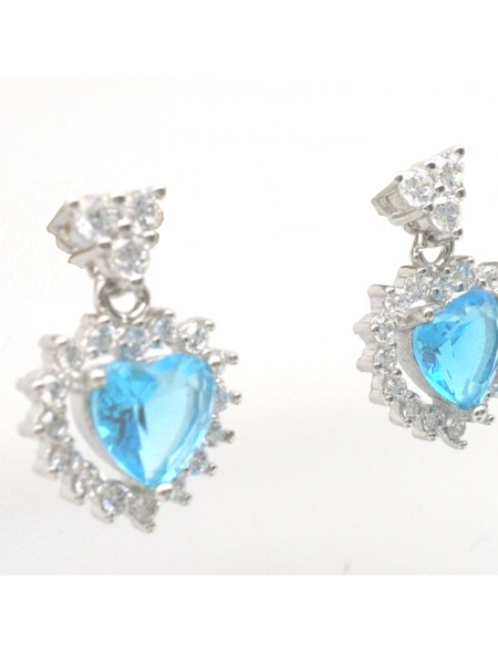 Natural blue topaz with heart jewel ear stud
