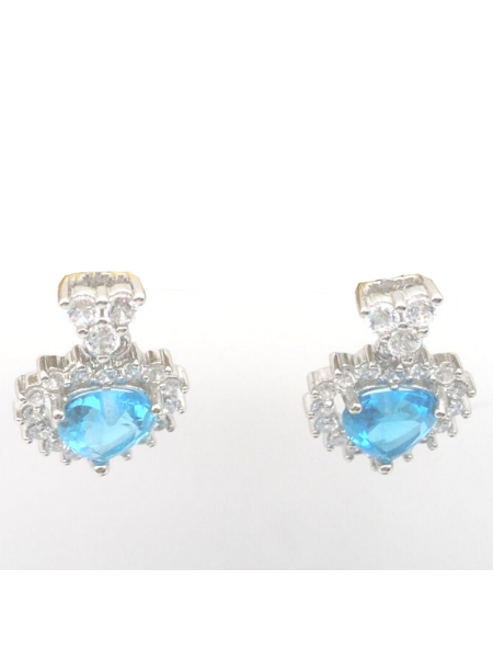 Natural blue topaz with heart jewel ear stud