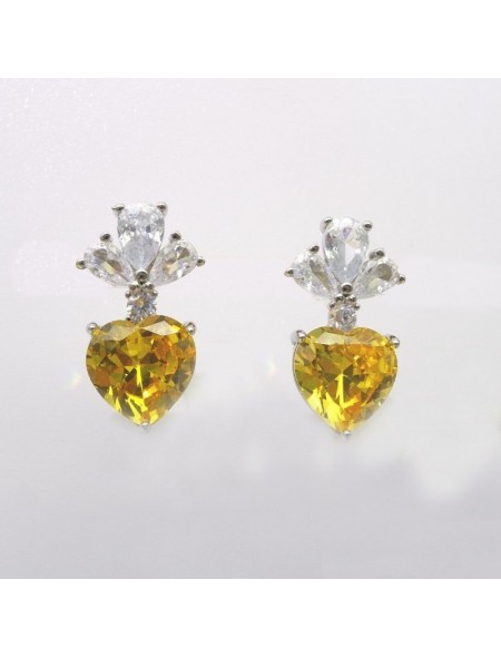 Natural citrine with heart jewel ear stud
