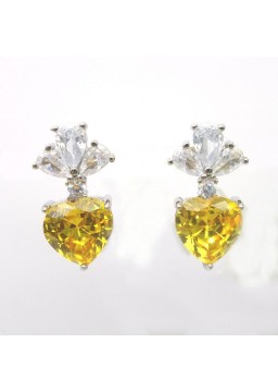 Natural citrine with heart jewel ear stud