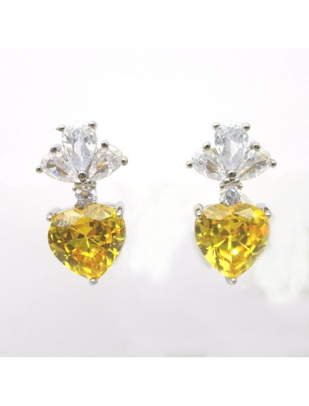 Natural citrine with heart jewel ear stud