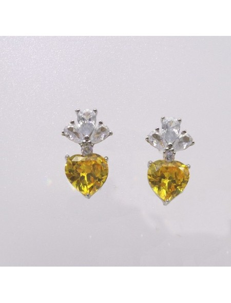 Natural citrine with heart jewel ear stud