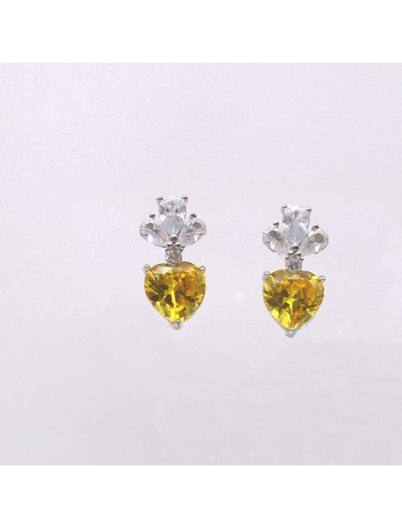 Natural citrine with heart jewel ear stud