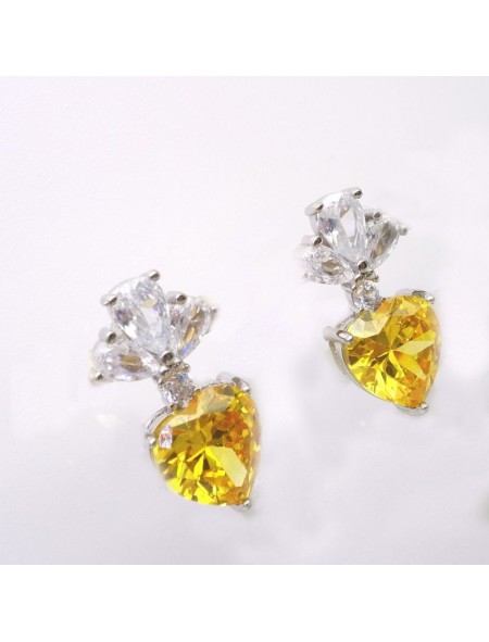 Natural citrine with heart jewel ear stud