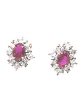 Natural ruby with oval red jewel ear stud