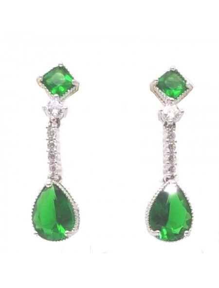 Natural Emeral with long water drop jewel earring