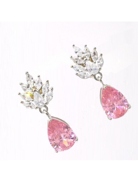 Natural Emeral/Sapphire/Pink jewel with double colour jewel ear stud
