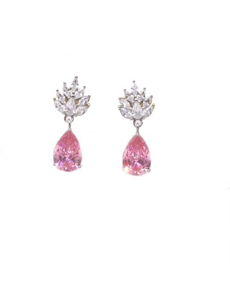 Natural Emeral/Sapphire/Pink jewel with double colour jewel ear stud