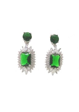 Natural Emeral with court style square jewel ear stud