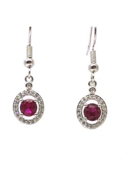 Natural ruby inlaid long small round gem Earrings