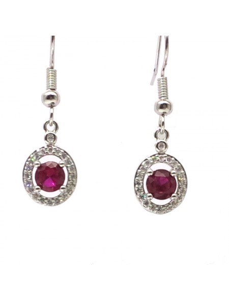 Natural ruby inlaid long small round gem Earrings