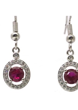 Natural ruby inlaid long small round gem Earrings