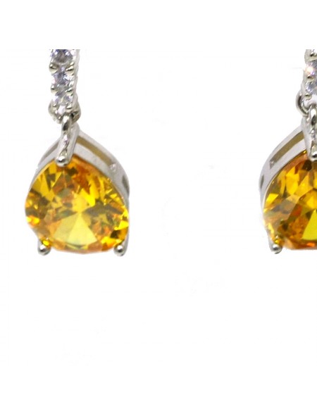Natural citrine inlaid simple heart-shaped gem Earrings