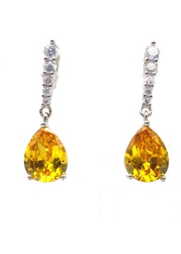 Natural citrine inlaid simple heart-shaped gem Earrings